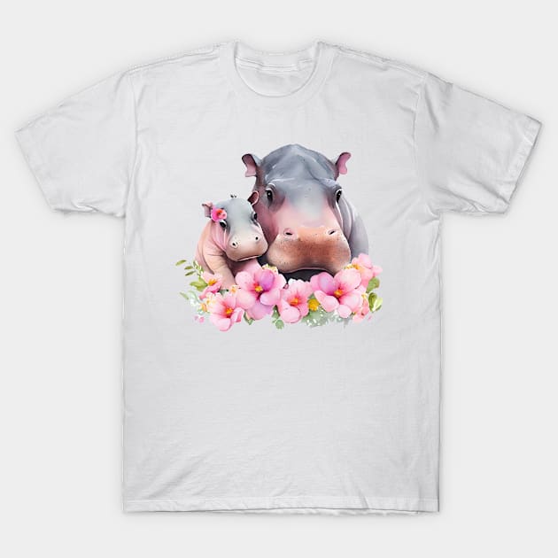 Hippo with baby T-Shirt by DreamLoudArt